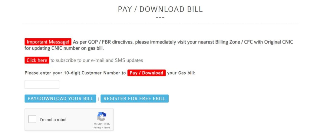 SSGC Duplicate Bill Online